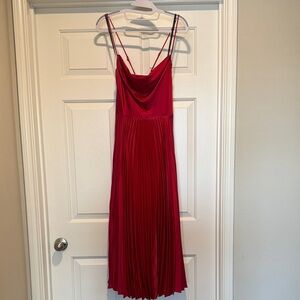 Elegant Red Pleated Dress